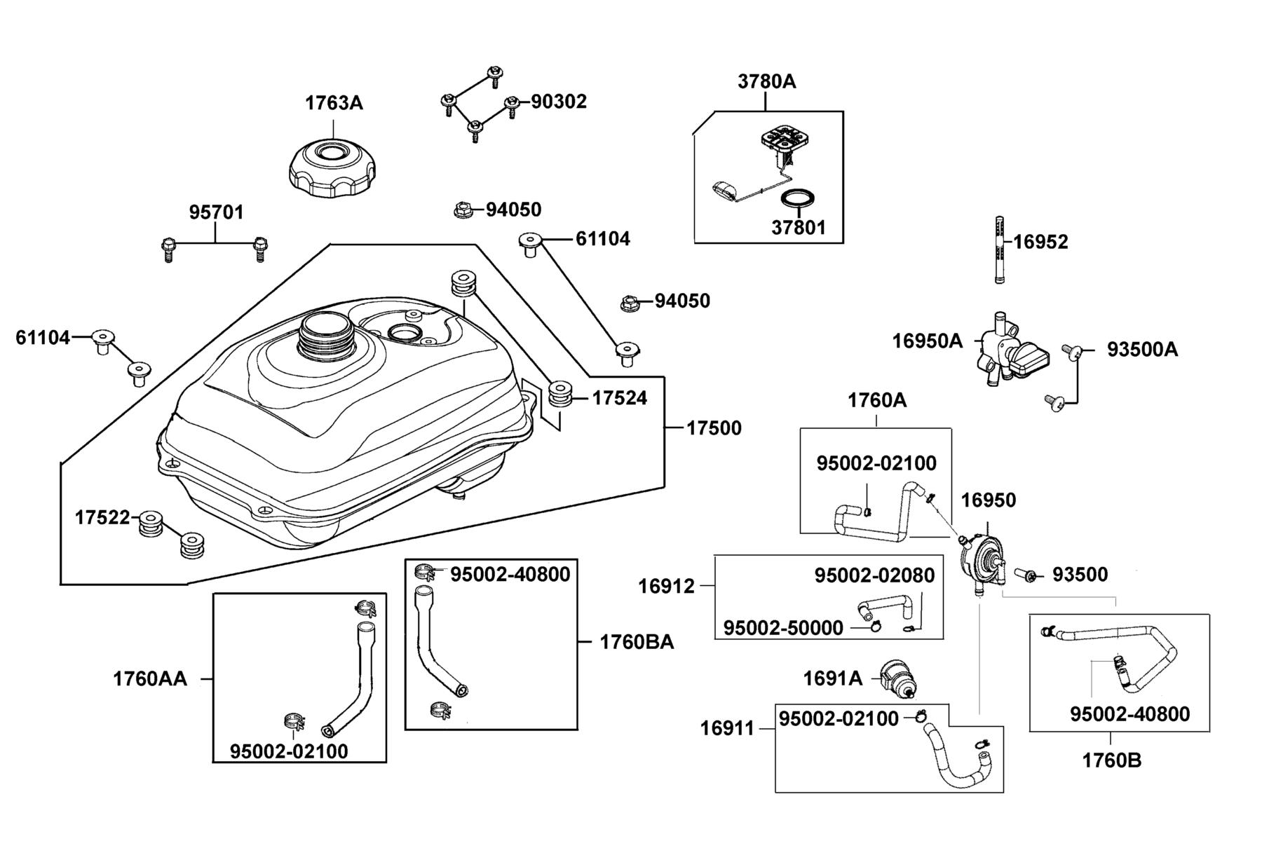 MXU 150X 2025MY EPA Fuel Tank parts diagram
