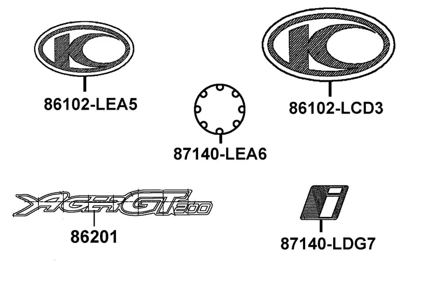 F25 Emblem and Stripe parts diagram