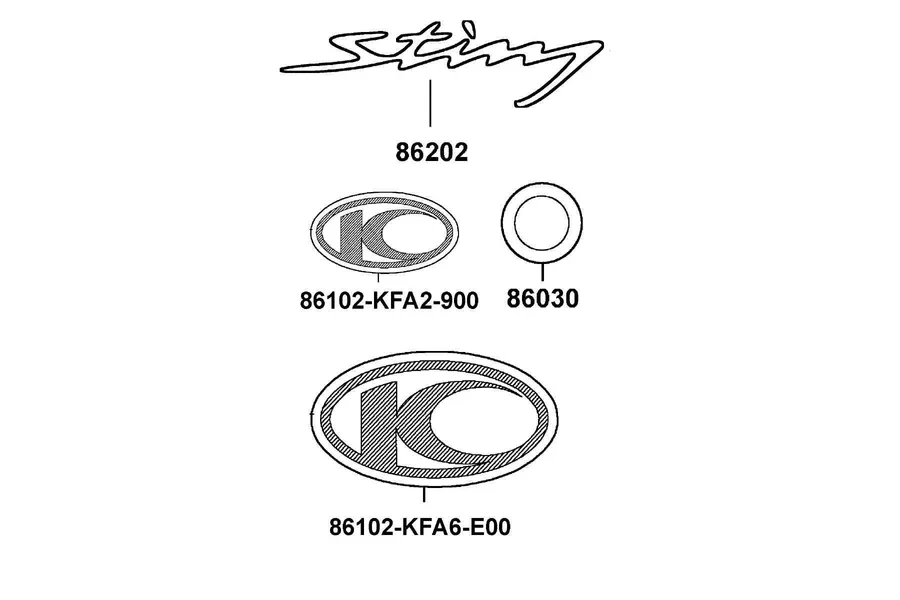 F25 Emblem and Stripe parts diagram