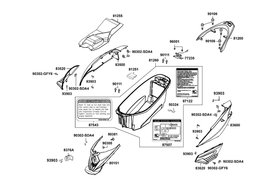F12 Body Cover and Luggage Box parts diagram