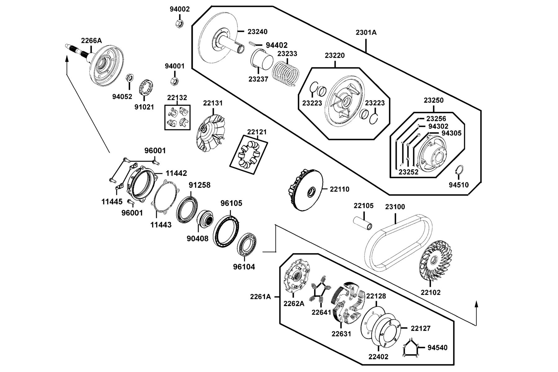MAXXER 450i Drive Pulley parts diagram