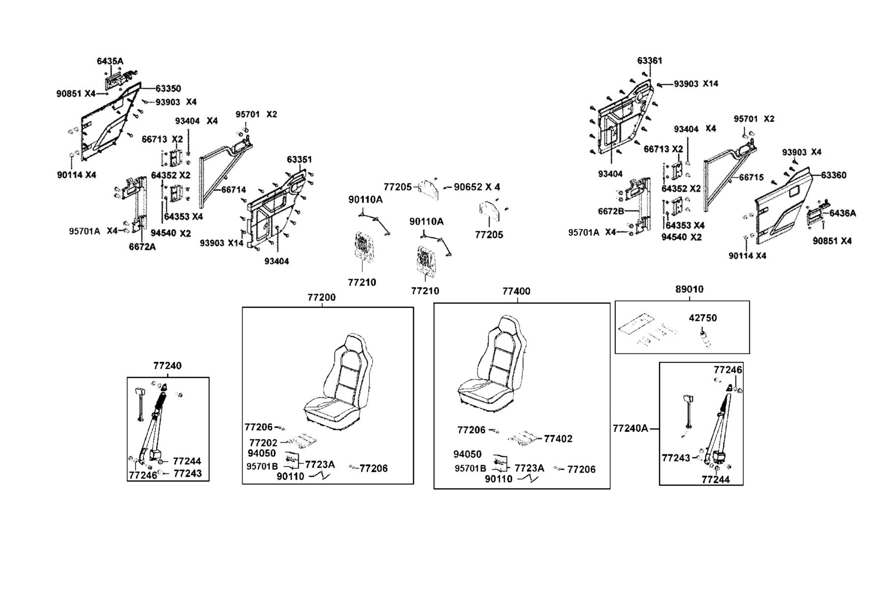 UXV 700i 2023MY Seat parts diagram