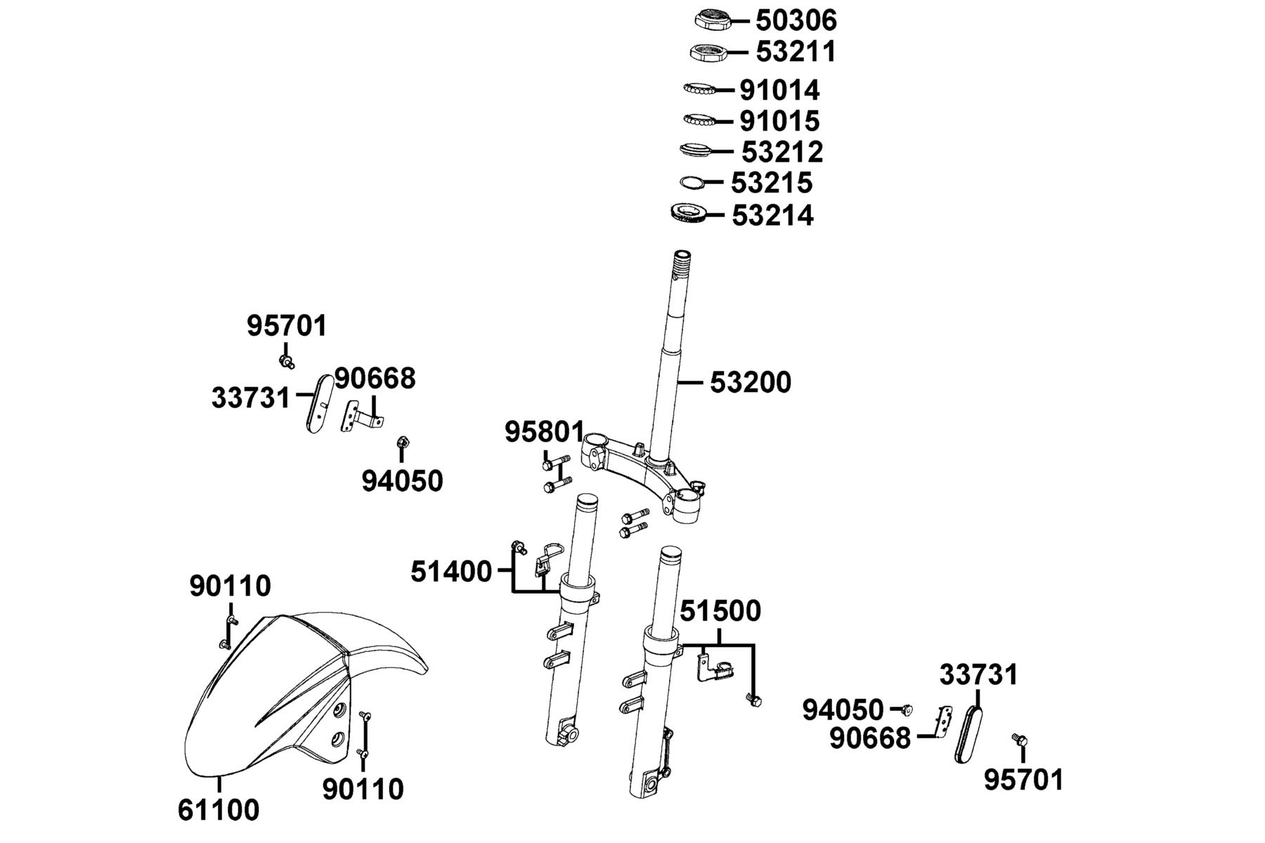 AGILITY 125(2021) Stem Steering ● Front Cushion parts diagram