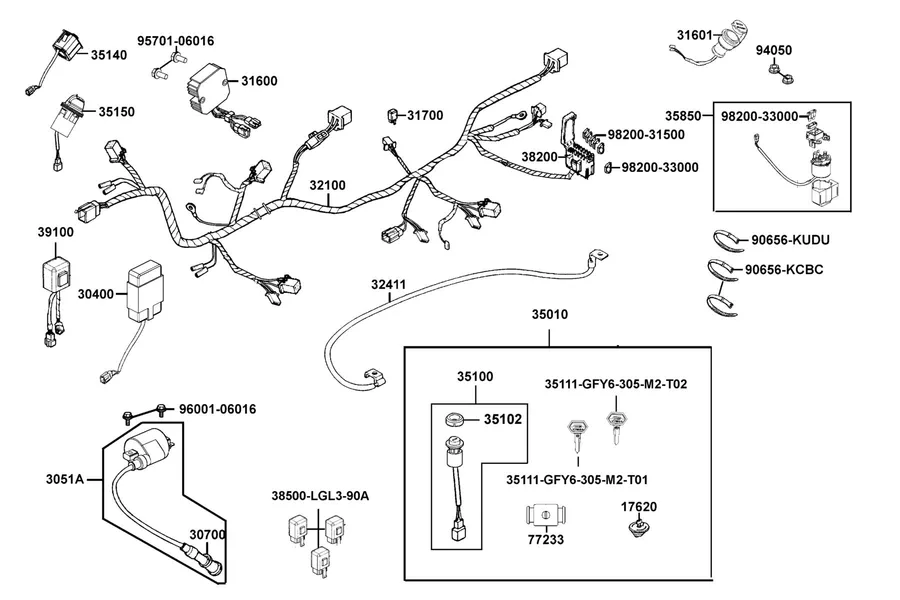 F20 Harness Wire parts diagram