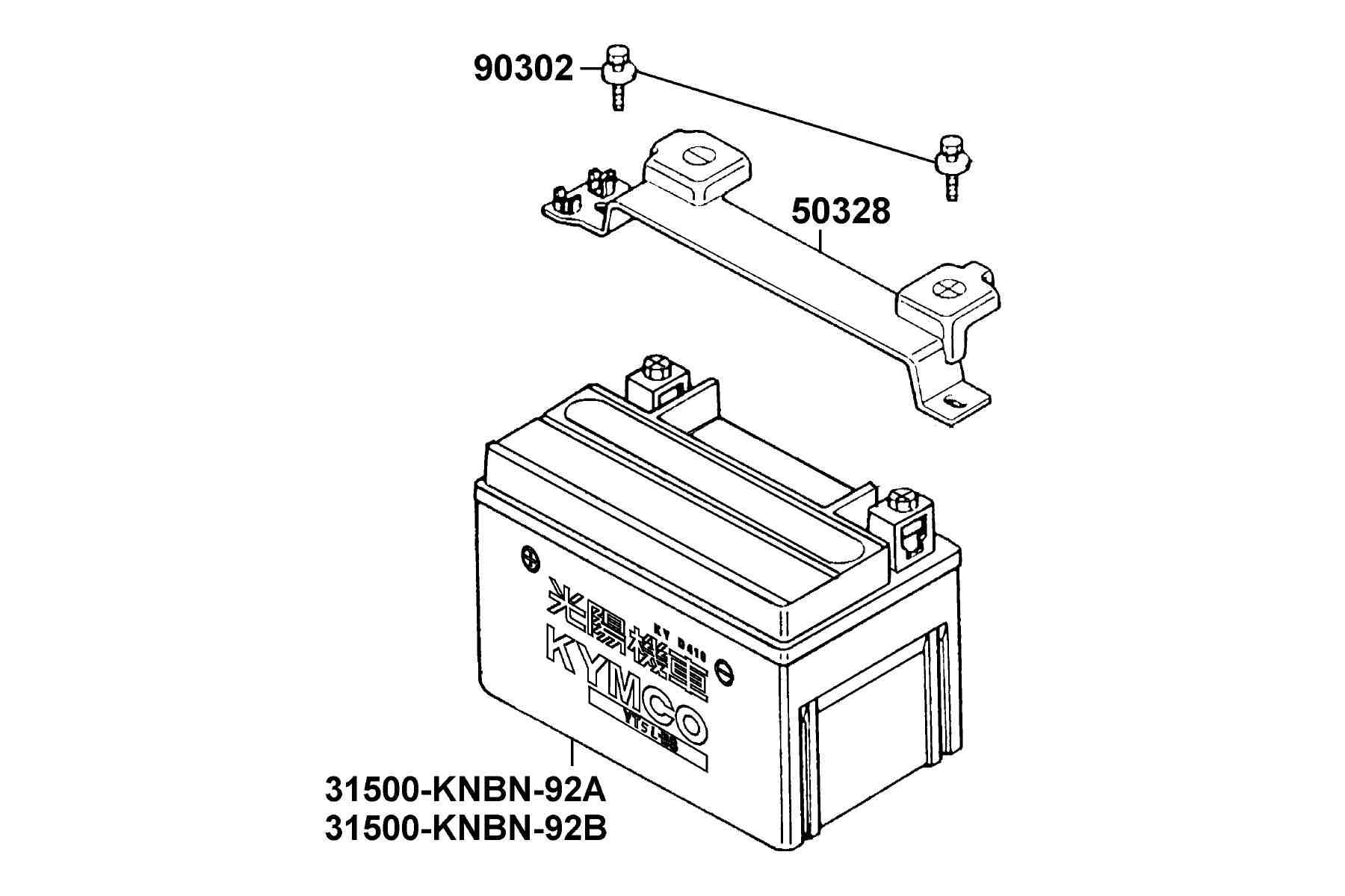 KYMCO Mongoose 90 (2004) Battery parts diagram