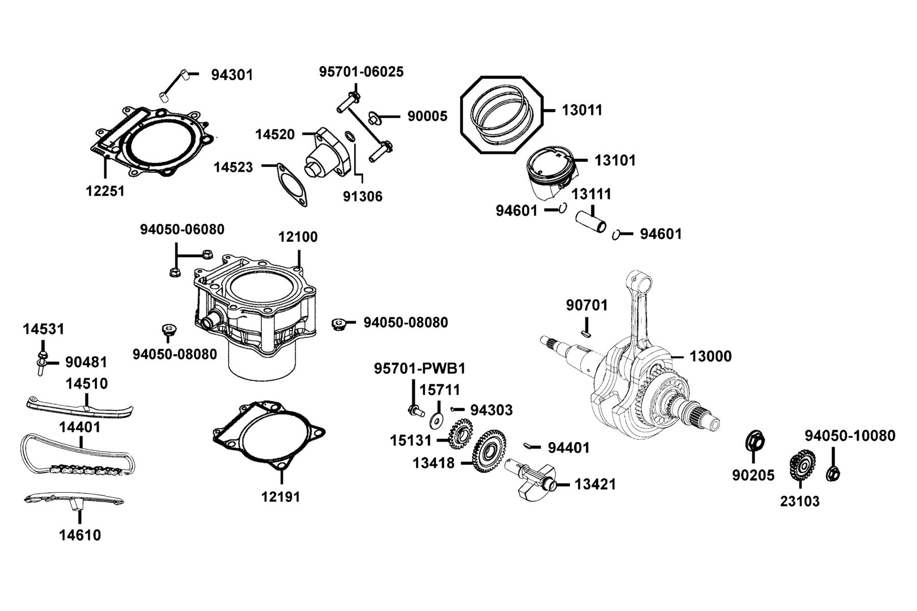 MAXXER 450i Cylinder ● Piston ● Crankshaft parts diagram