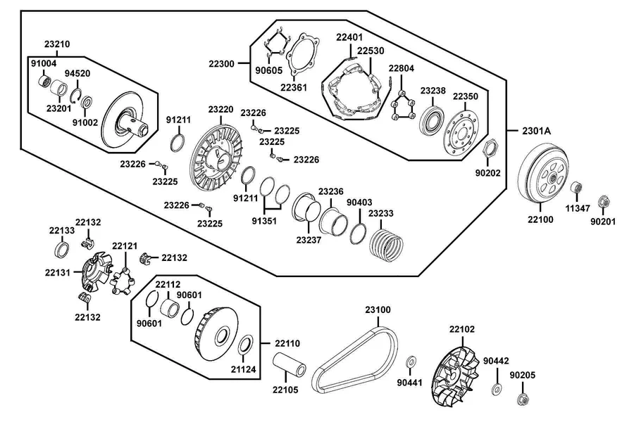 E05 Transmission Pulley parts diagram