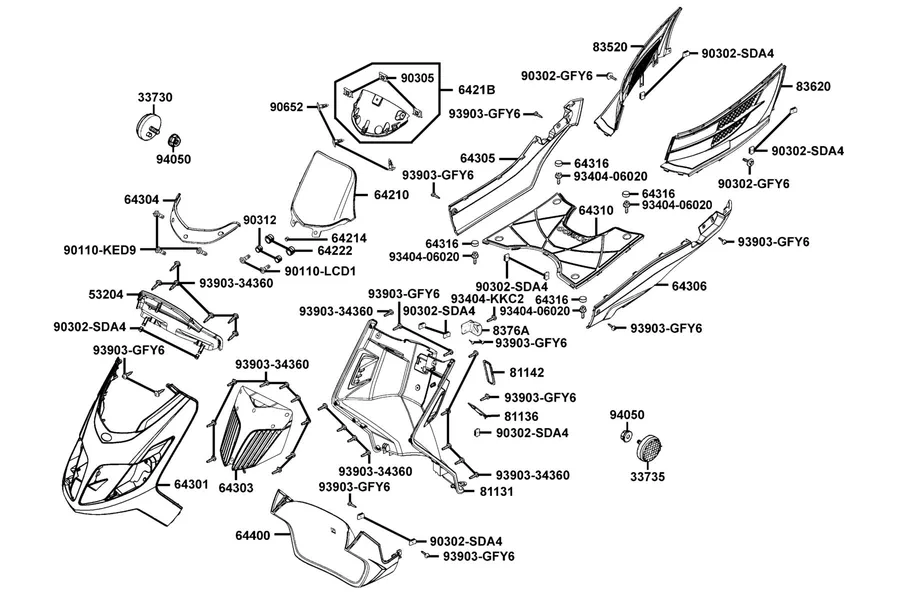 F05 Front Cover and Floor Panel parts diagram