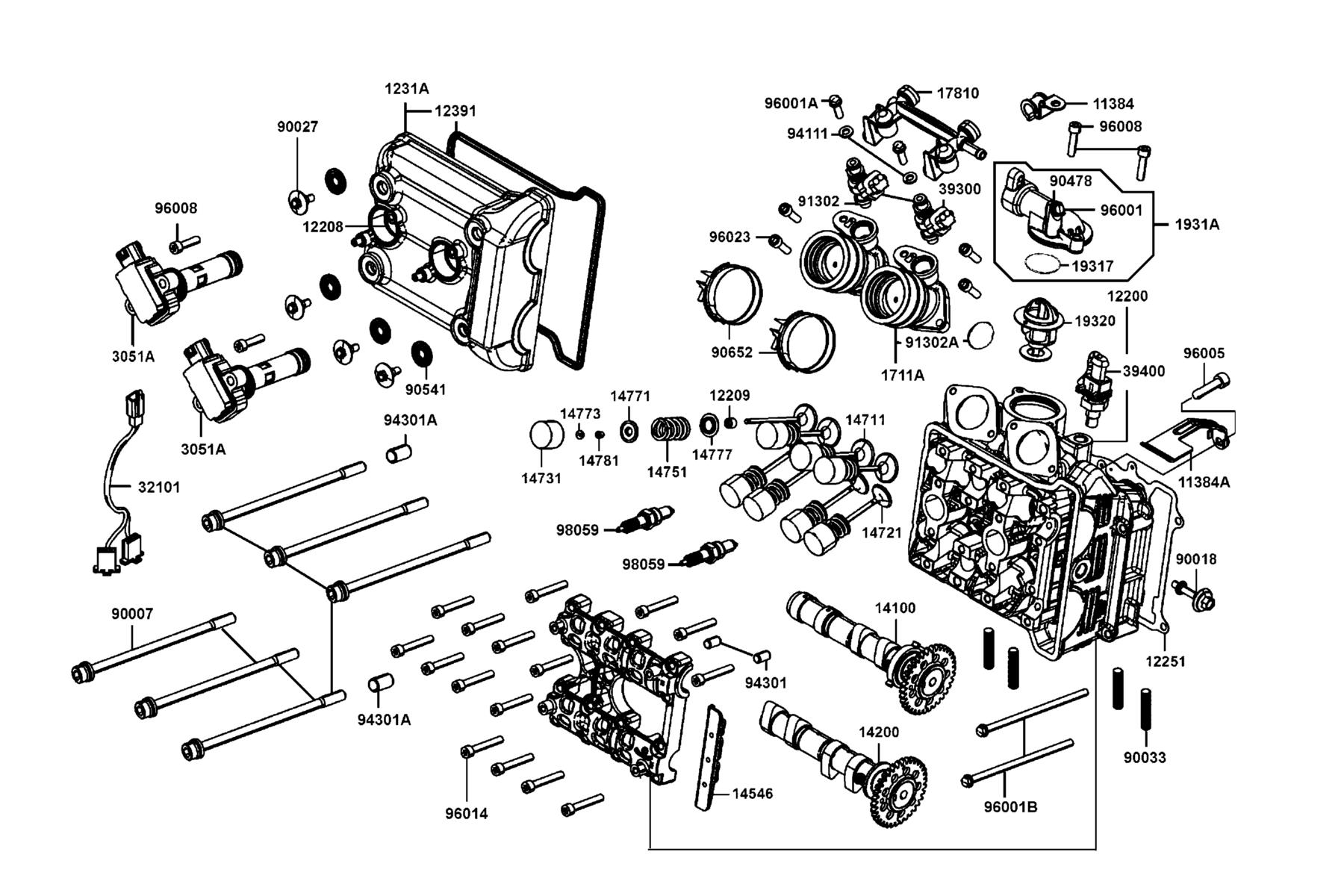 AK550 ST Cylinder Head Cover ● Cylinder Head parts diagram