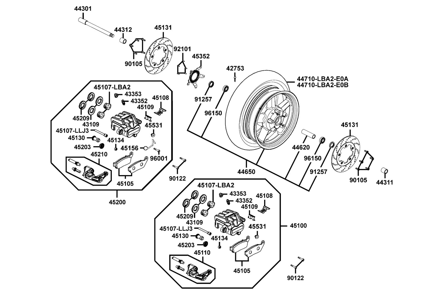 KYMCO XCITING R500i Front Wheel parts diagram
