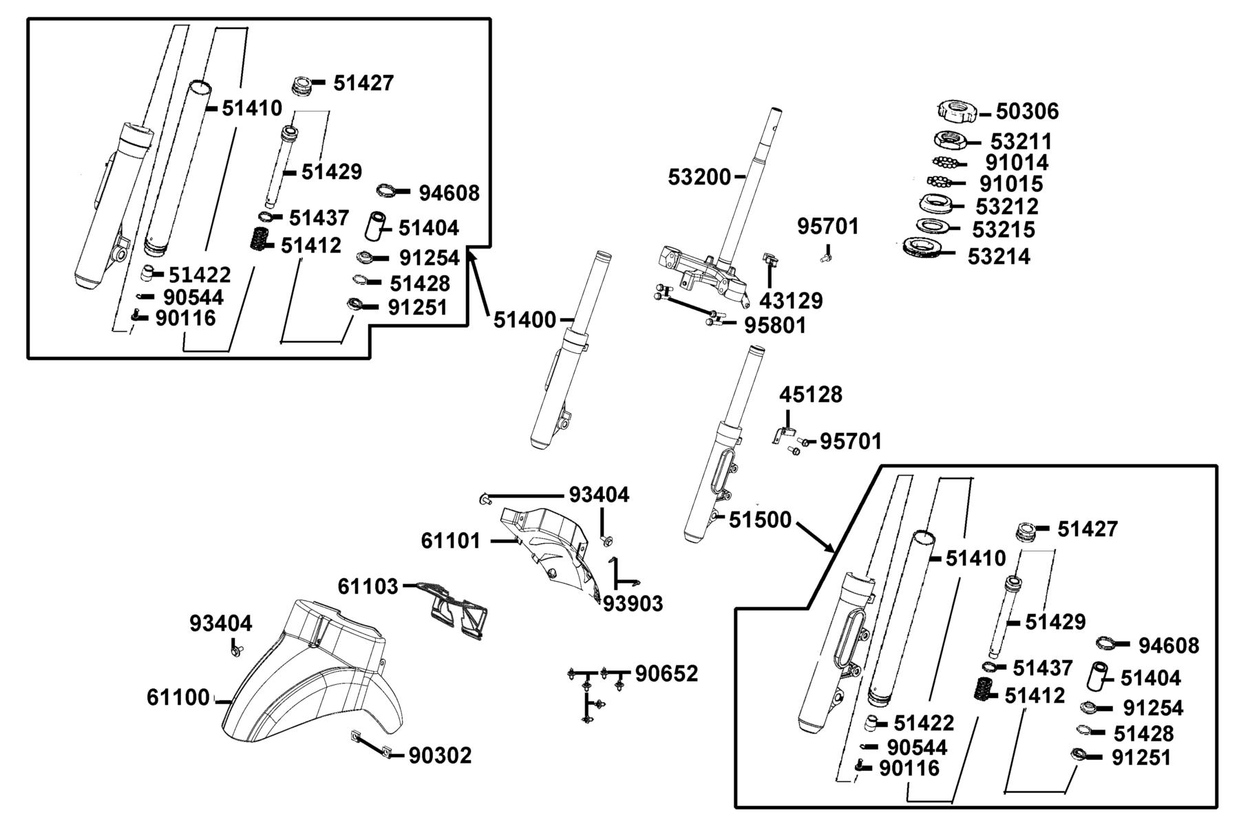 Like 150i ABS(2022) Stem Steering ● Front Cushion parts diagram