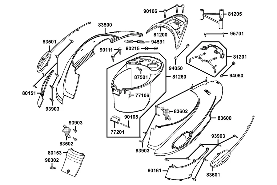 F13 Body Cover and Luggage Box parts diagram