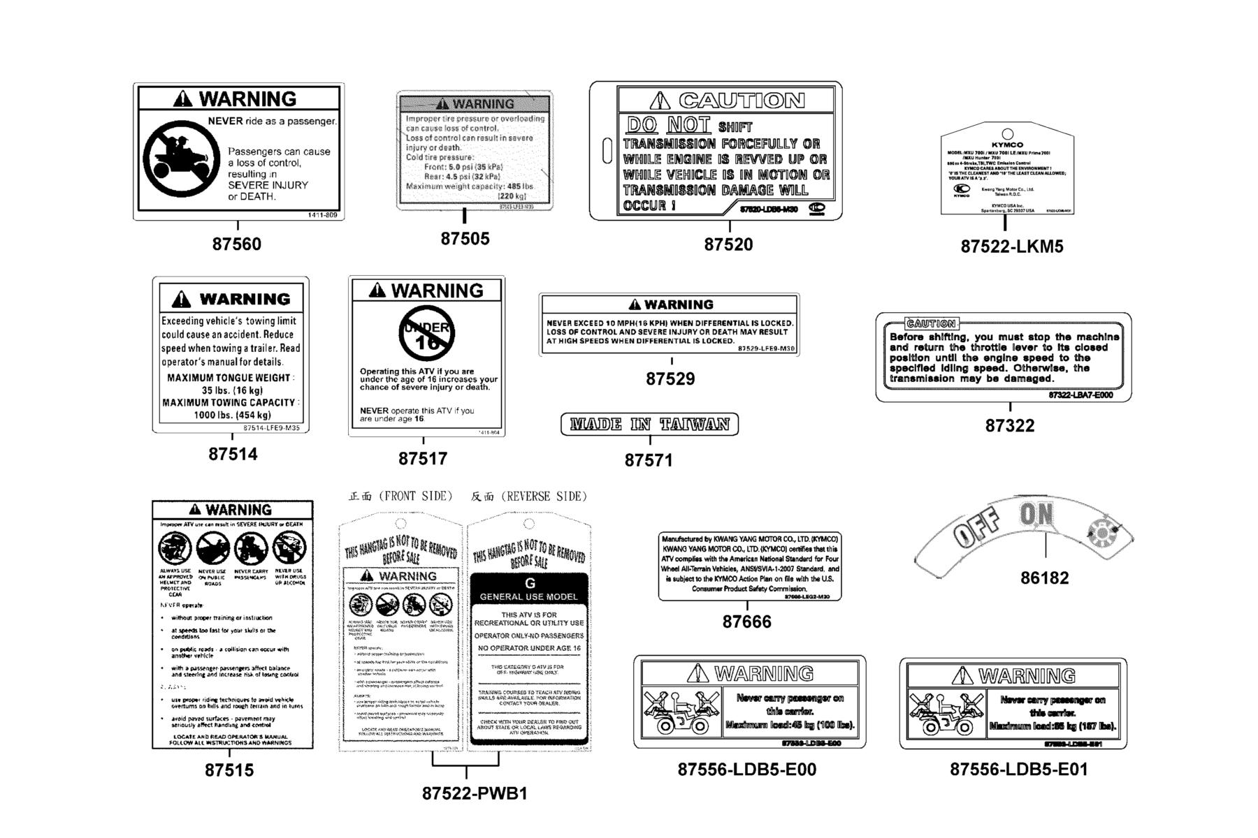 MXU Hunter 700i(2018) Caution Label parts diagram