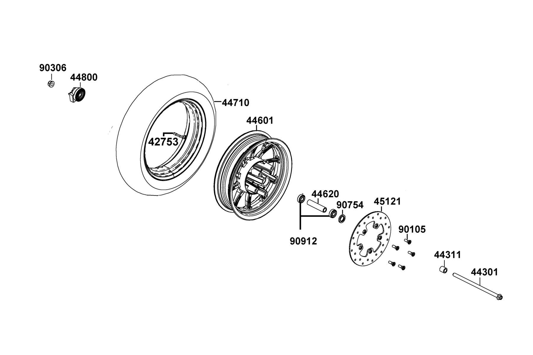 Like 150i ABS(2022) Front Wheel parts diagram