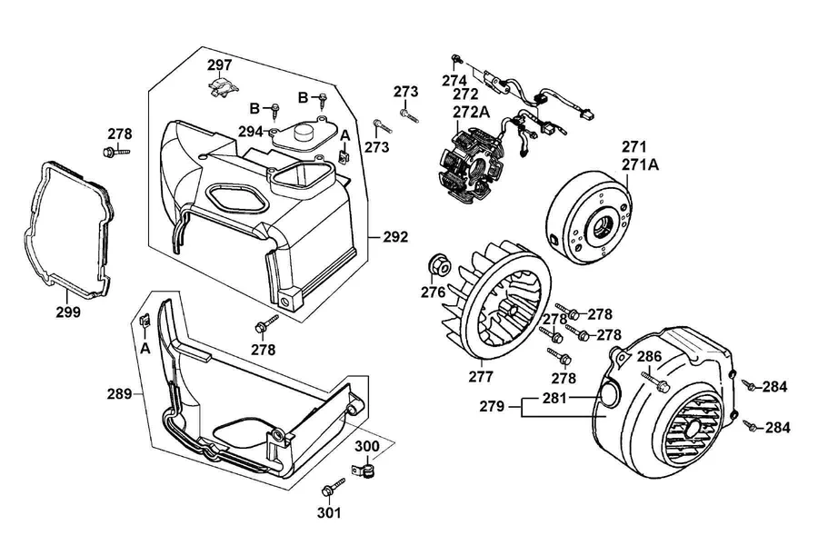 E08 Fan Cover and Generator parts diagram