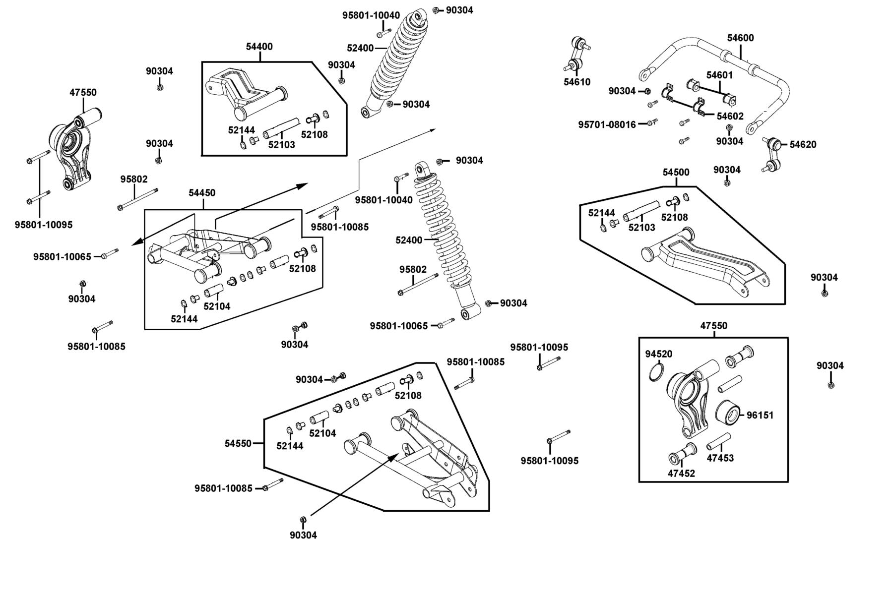MXU 500i (4X4/IRS) (2016~) Cushion Assy Rr●Control Arm Assy Rr parts diagram