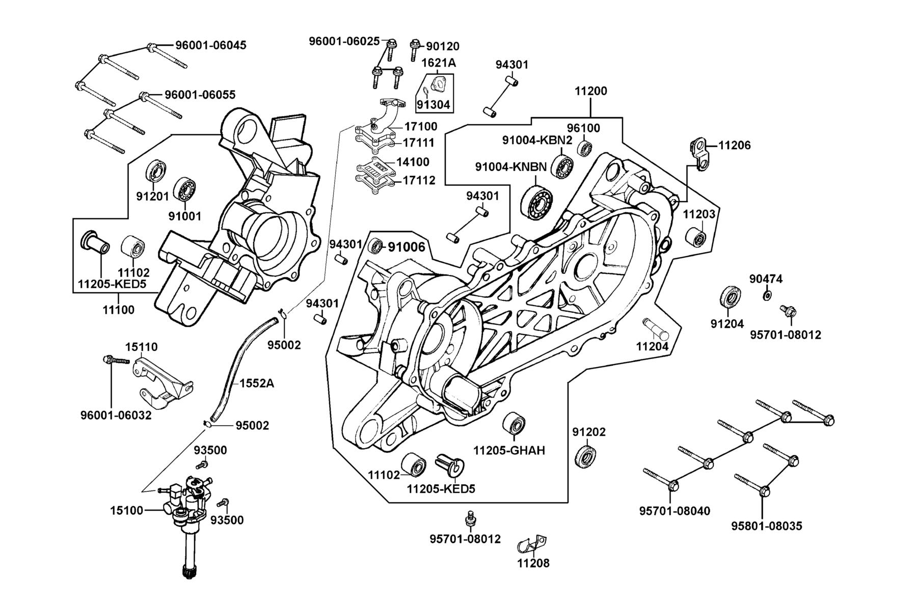 KYMCO SUPER9S (2008-2009) Crankcase and Oil Pump parts diagram