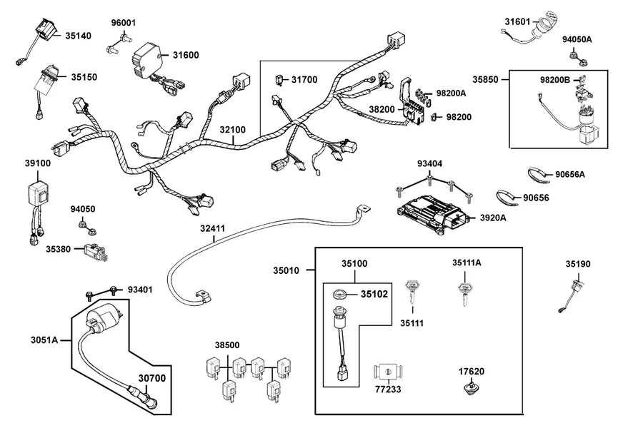 F20 Harness Wire parts diagram