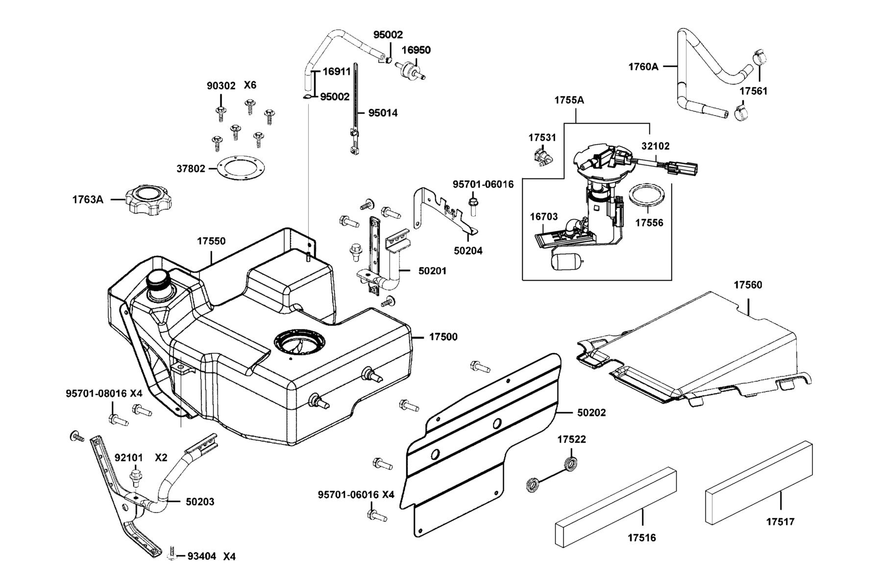 MXU 700i LE Fuel Tank parts diagram