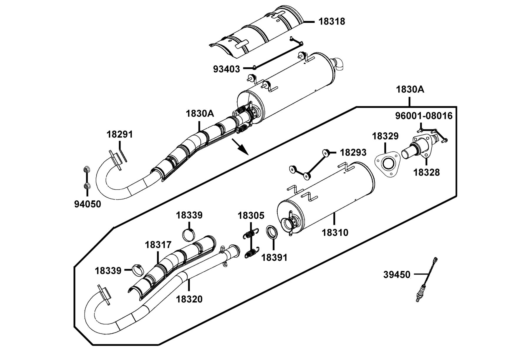 MXU 450i LE(2021) Exhaust Muffler parts diagram
