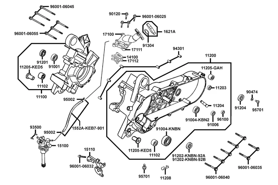 E09 Crankcase and Oil Pump parts diagram
