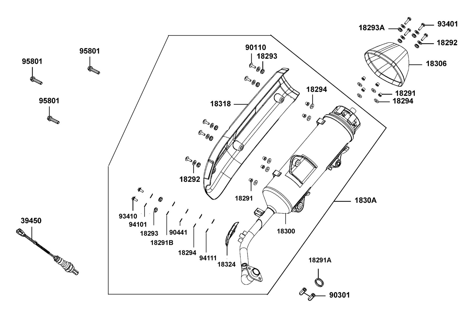 DOWNTOWN GT 125 Exhaust Muffler parts diagram