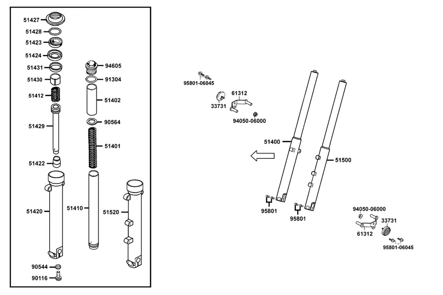 F08 Front Fork parts diagram