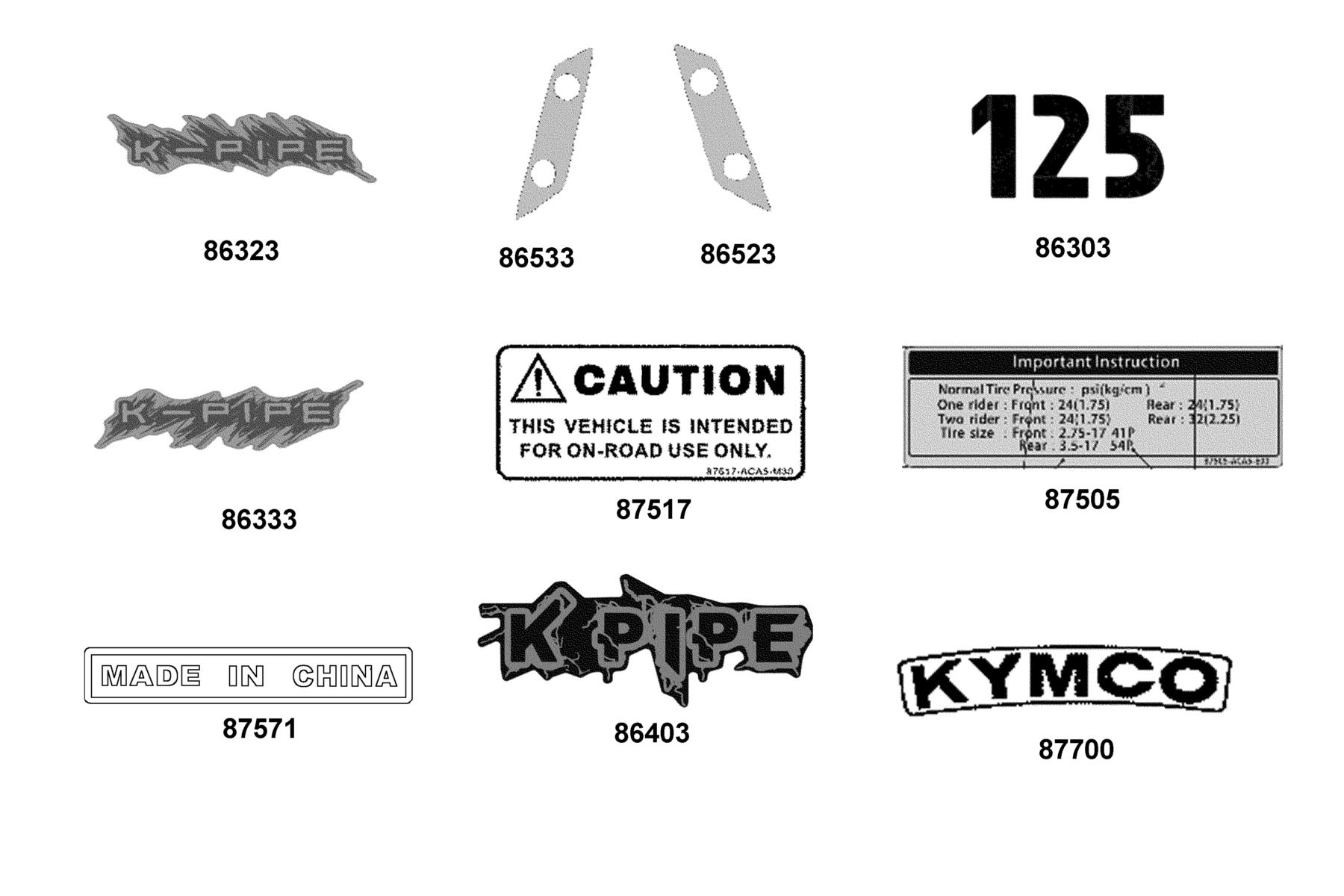K-PIPE 125(2019~) Emblem ● Stripe parts diagram