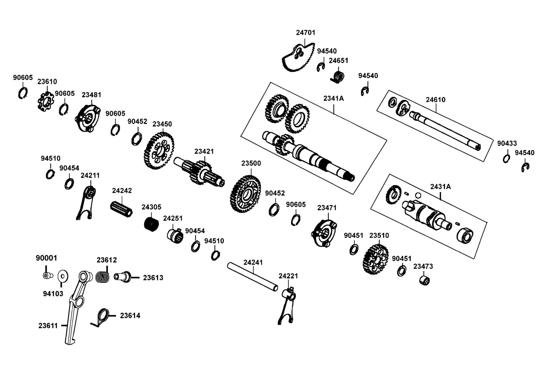 UXV 500i (2016~) Shaft Assy Drive ● Spindle Assy Drum Shift parts diagram