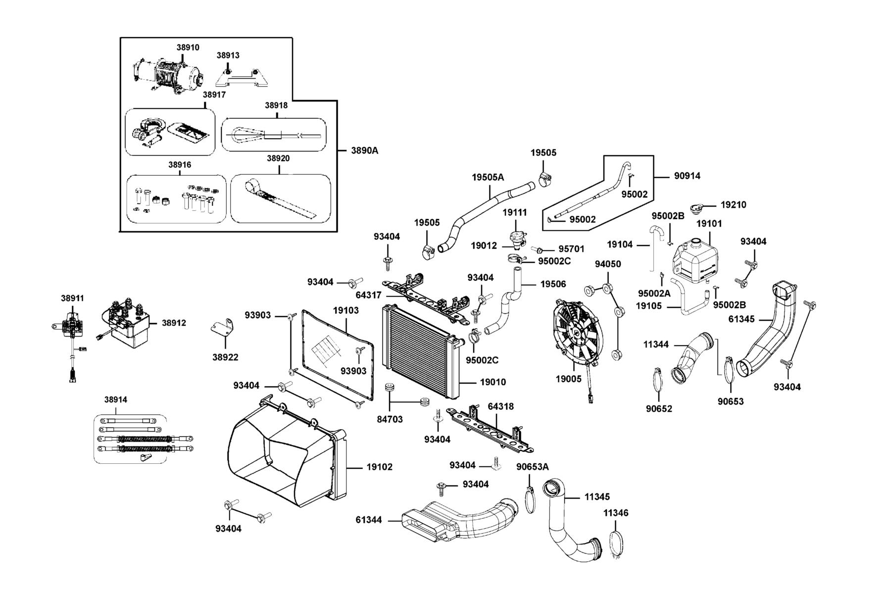 MXU Hunter 700i(2018) Radiator parts diagram