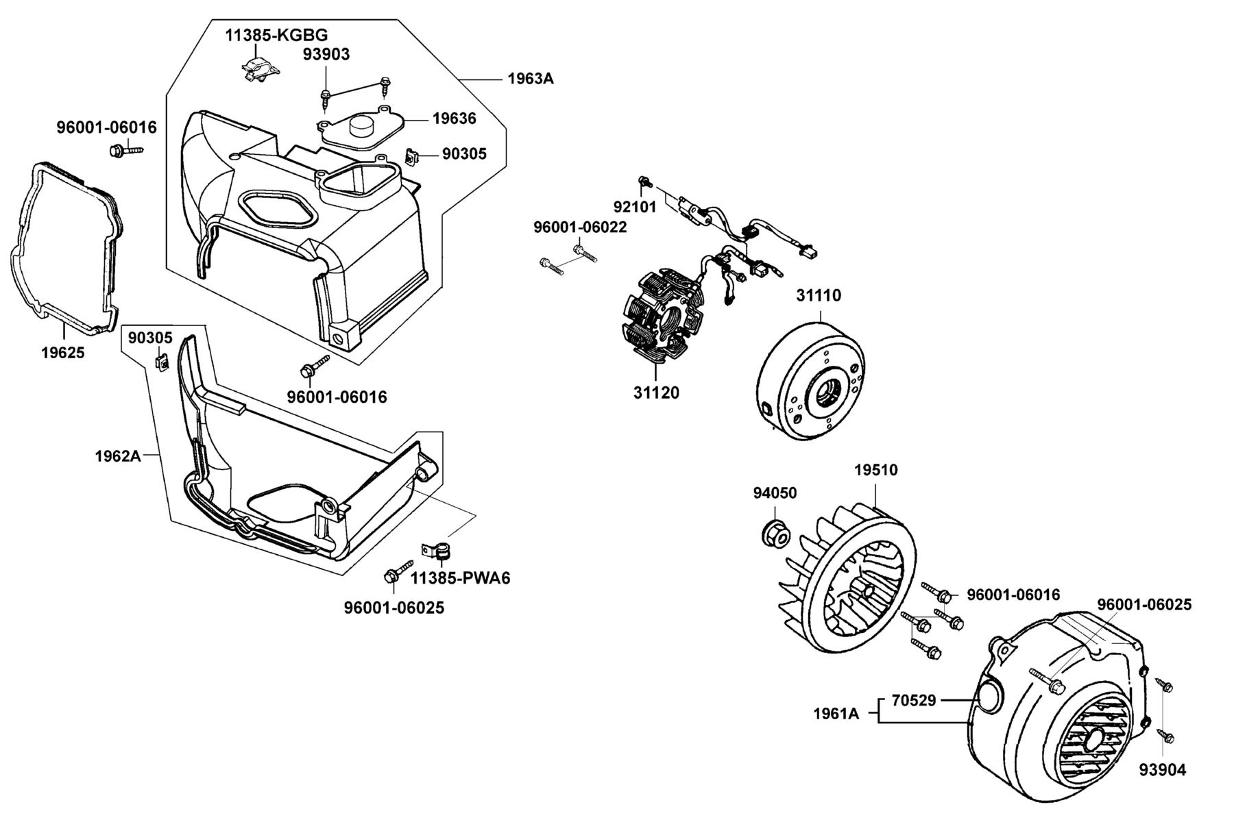 Mongoose 70s(2020) Fan Cover●Generator parts diagram