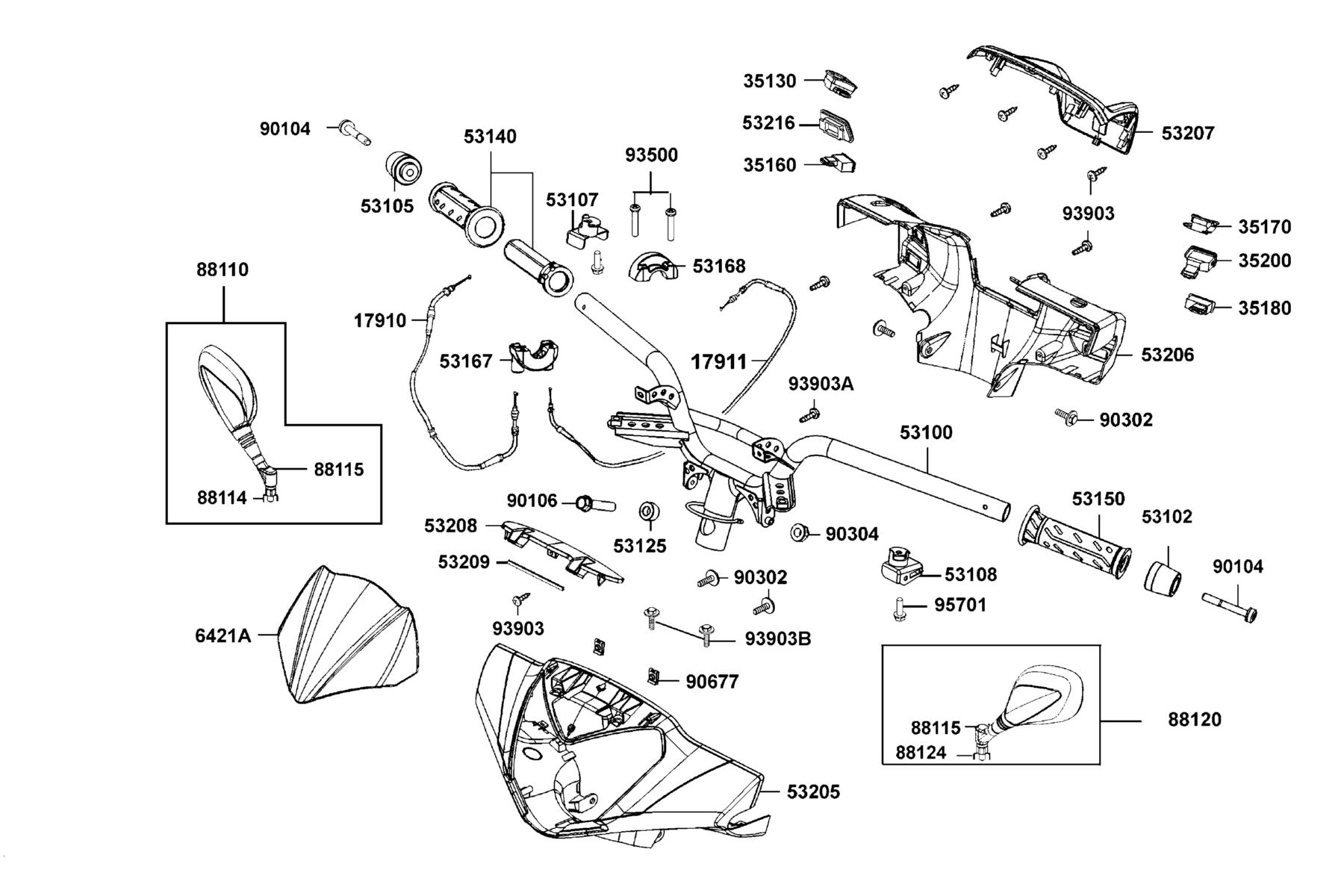 PEOPLE GTi 300 (2016~) Handle Steering parts diagram