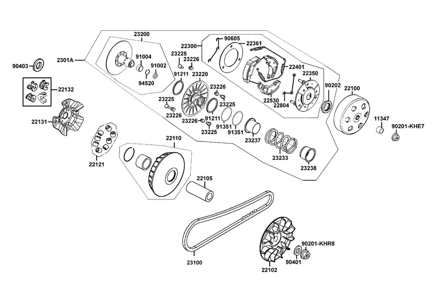 E06 Drive Pulley parts diagram
