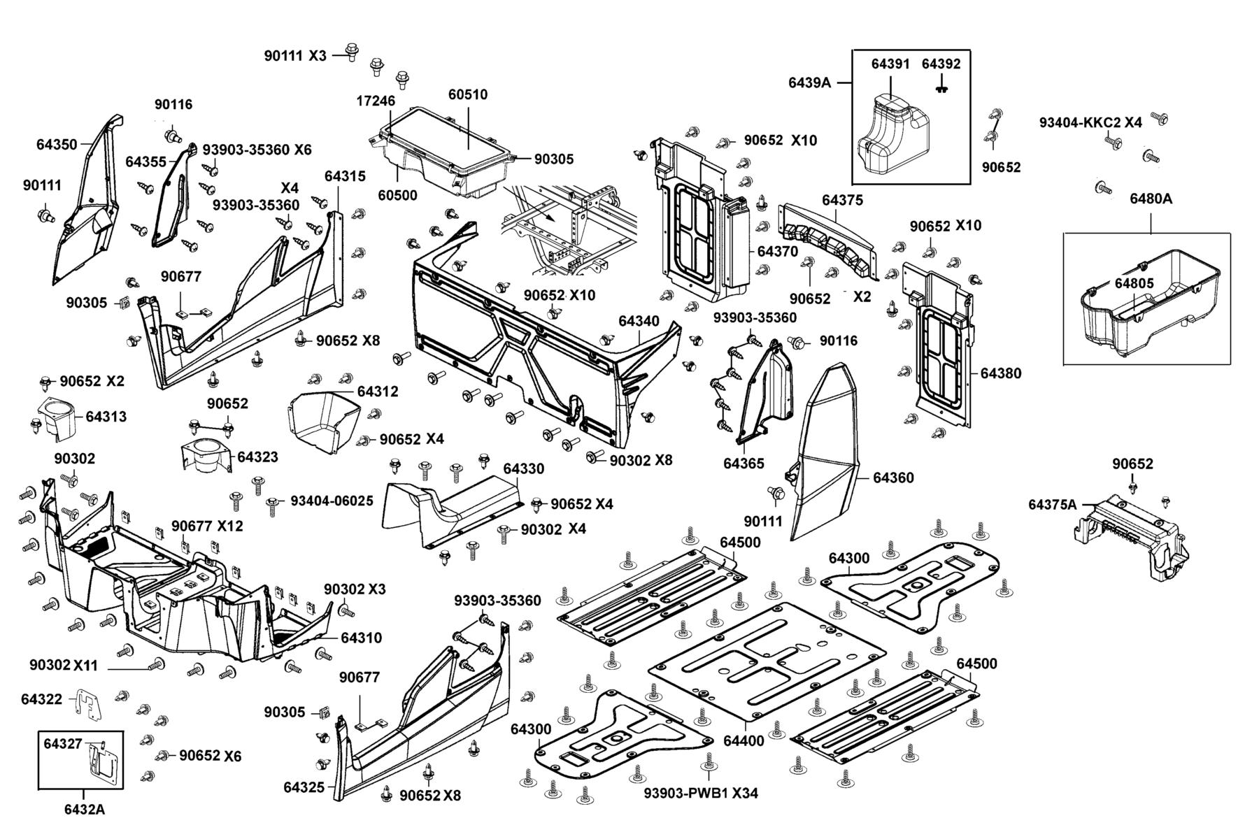 UXV 450i LE(2019) Floor Panel●Box Assy Luggage parts diagram
