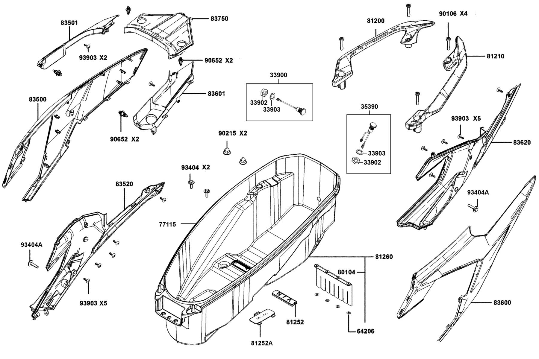 DOWNTOWN GT 125 Body Cover●Luggage Box parts diagram