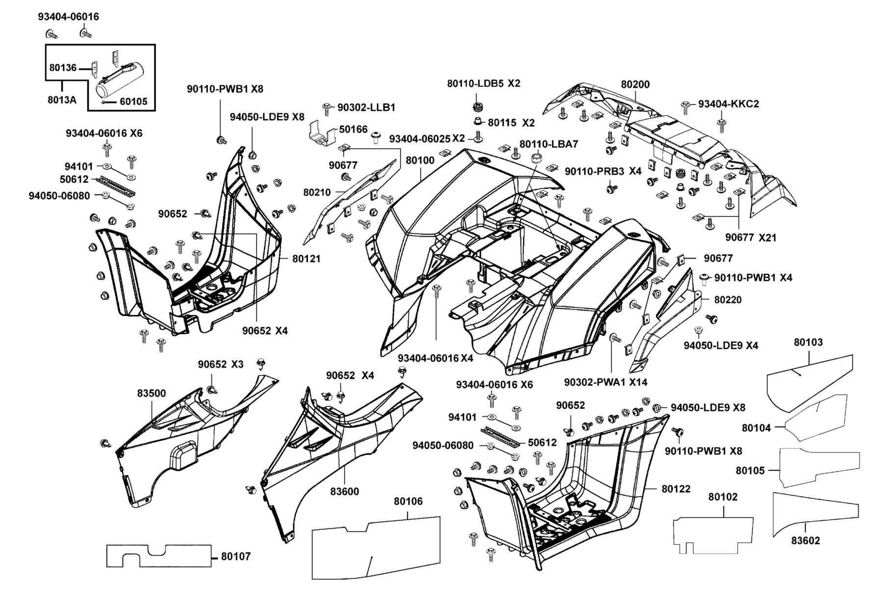 MXU 700i EPS (2017~) Fender Rear parts diagram