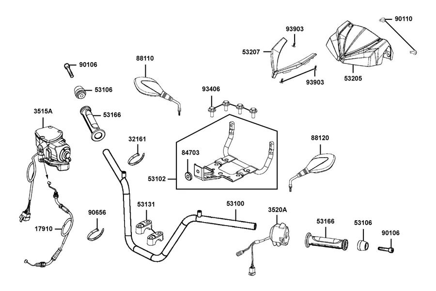 F03 Handle Steering parts diagram