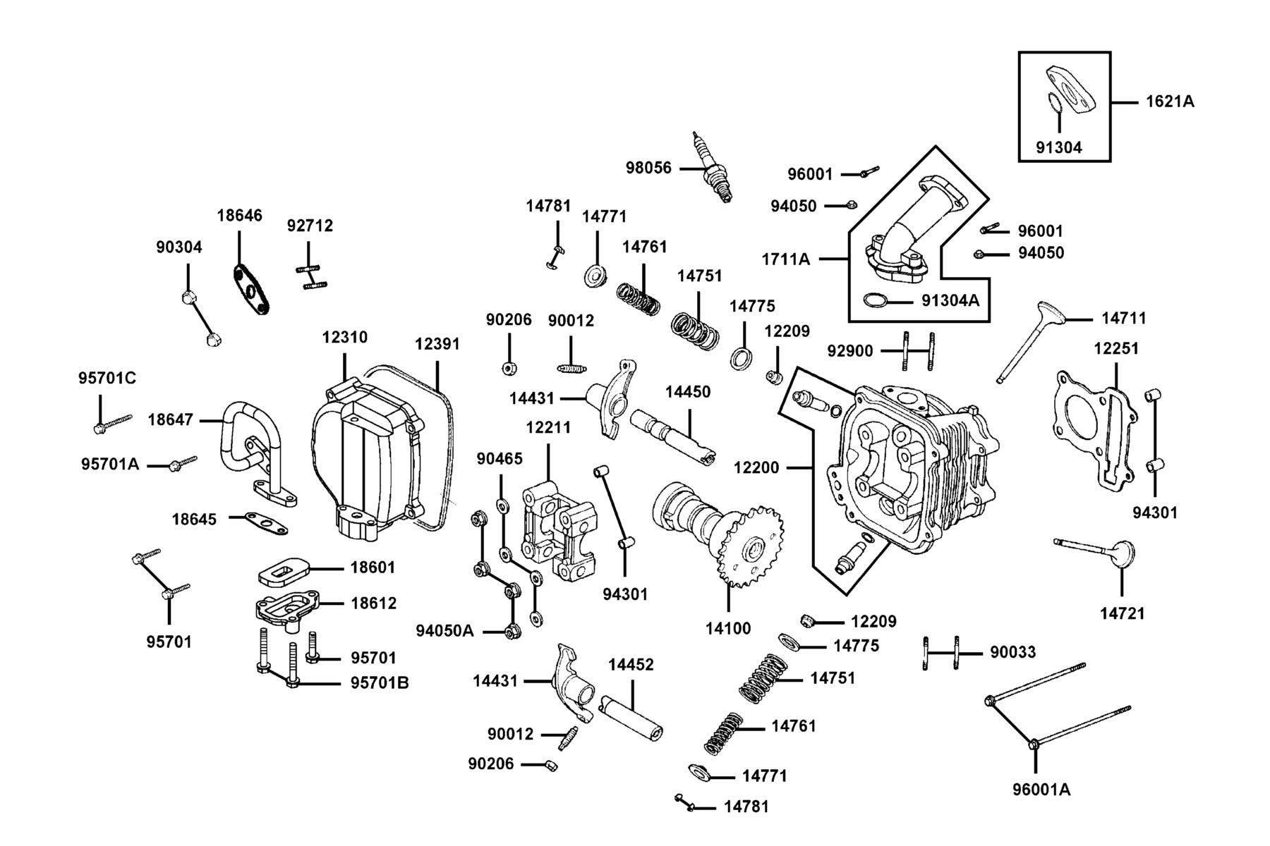 MONGOOSE 90S(2022) Cylinder Head Cover ● Cylinder Head parts diagram