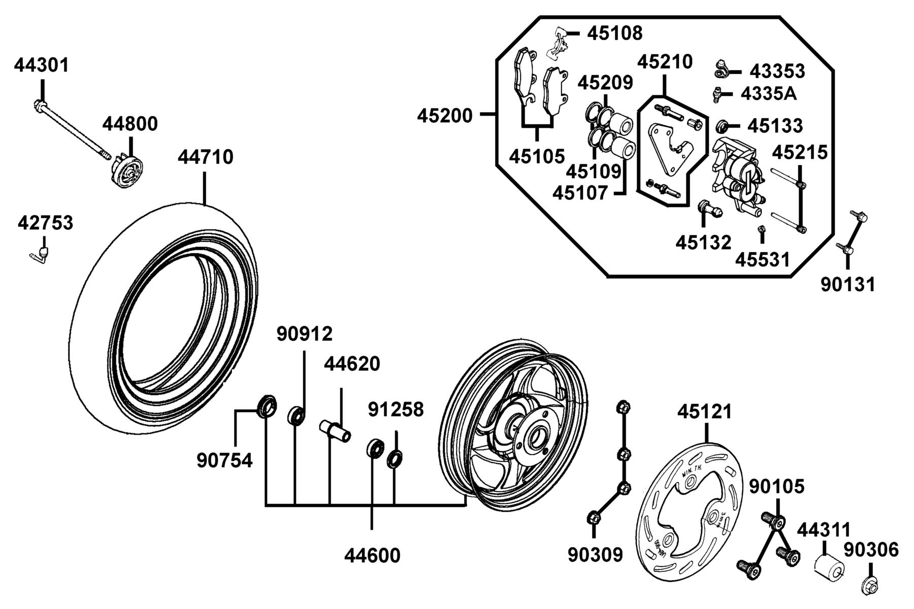 COMPAGNO 110i (2016~) Front Wheel parts diagram