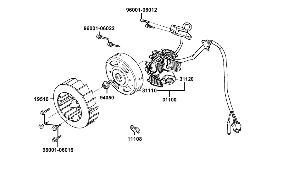 E03 Fan Cover and Generator parts diagram