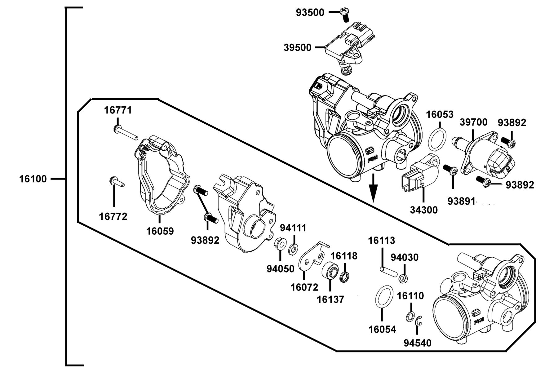 UXV 450(2021) Throttle Body Assy parts diagram