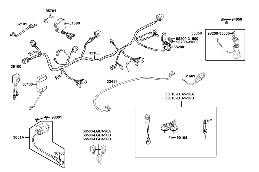 F20 Harness Wire parts diagram