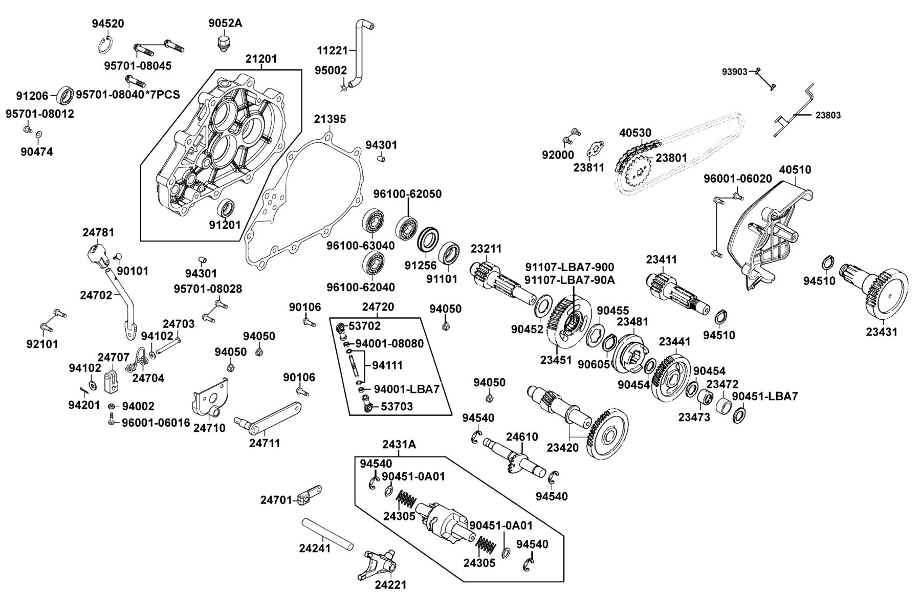 Mongoose 270(2018) Transmission parts diagram