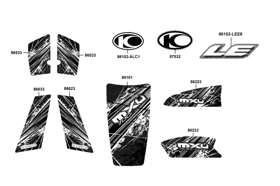 F25 Emblem and Stripe parts diagram