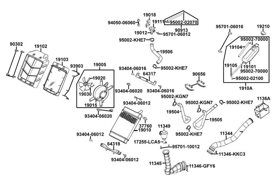 F23 Radiator parts diagram