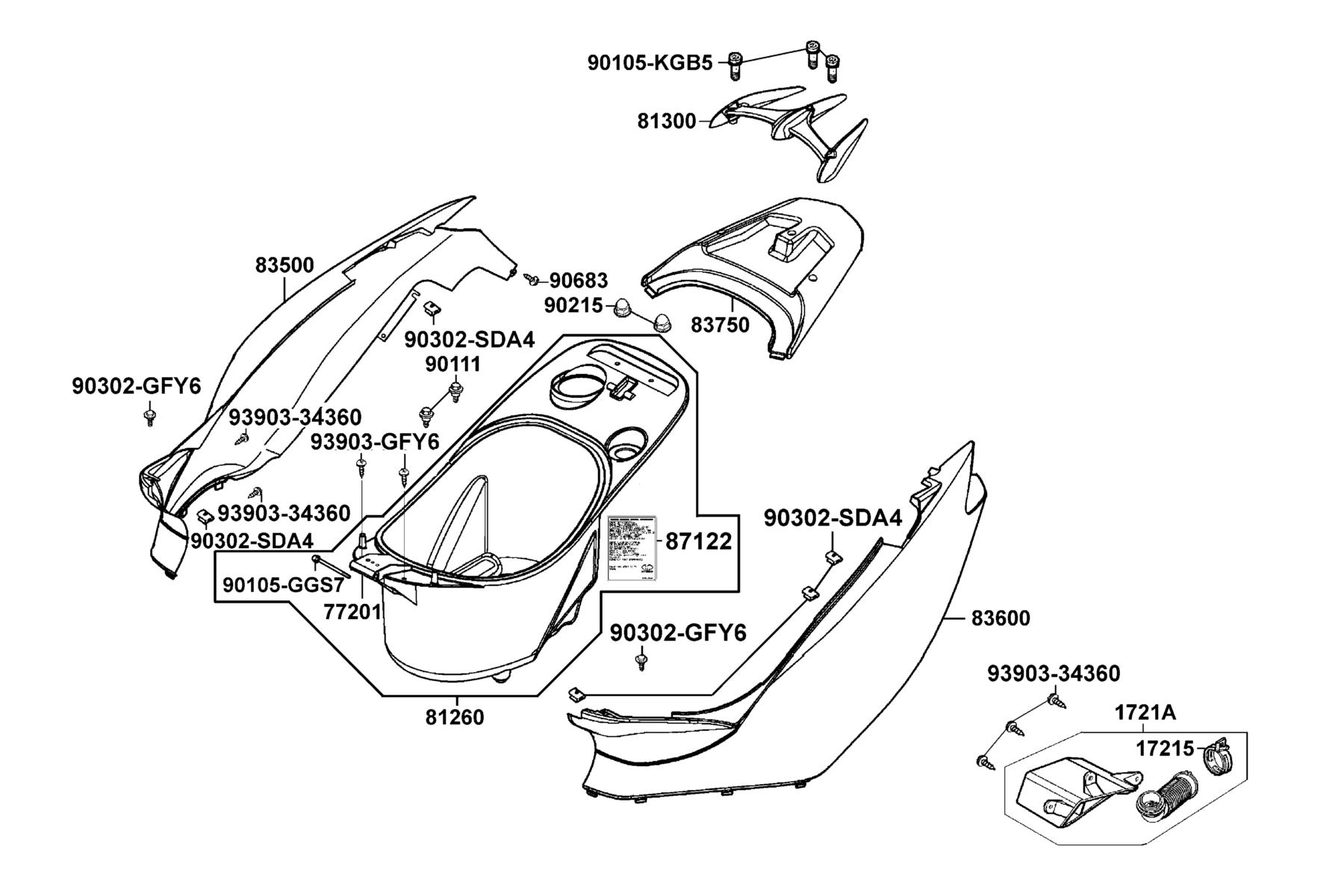 KYMCO SUPER 9S Body Cover and Luggage Box parts diagram