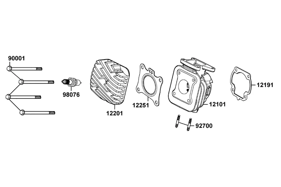 E02 Cylinder Head and Cylinder parts diagram