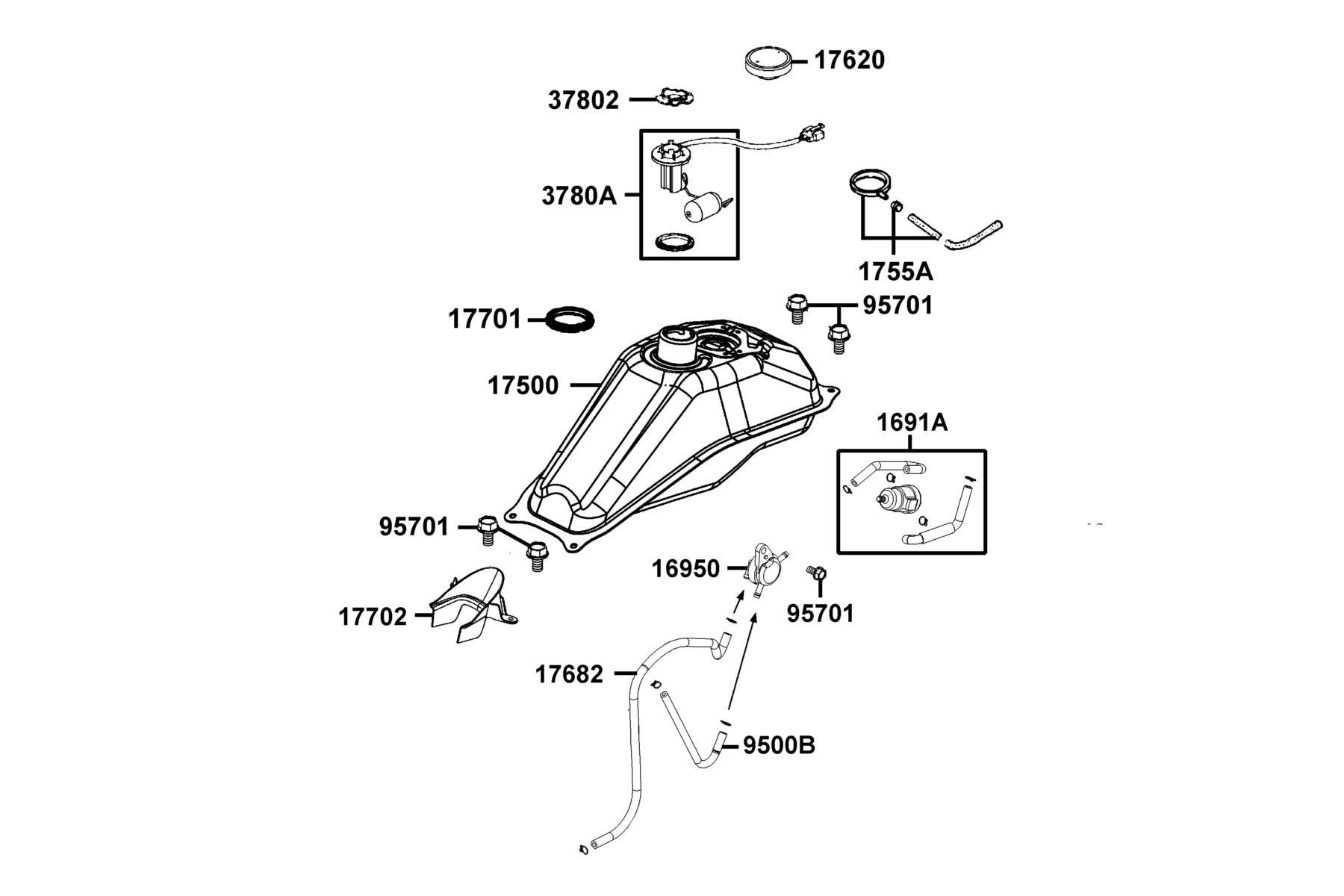 K-PIPE 125(2016~) Fuel Tank parts diagram
