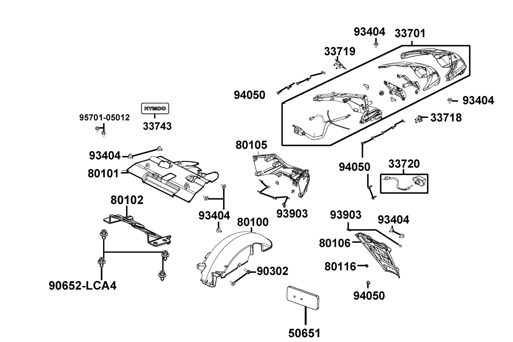 Like 150i ABS(2022) Tail Light parts diagram