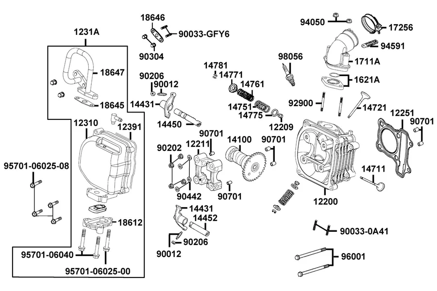 E02 Cylinder Head parts diagram